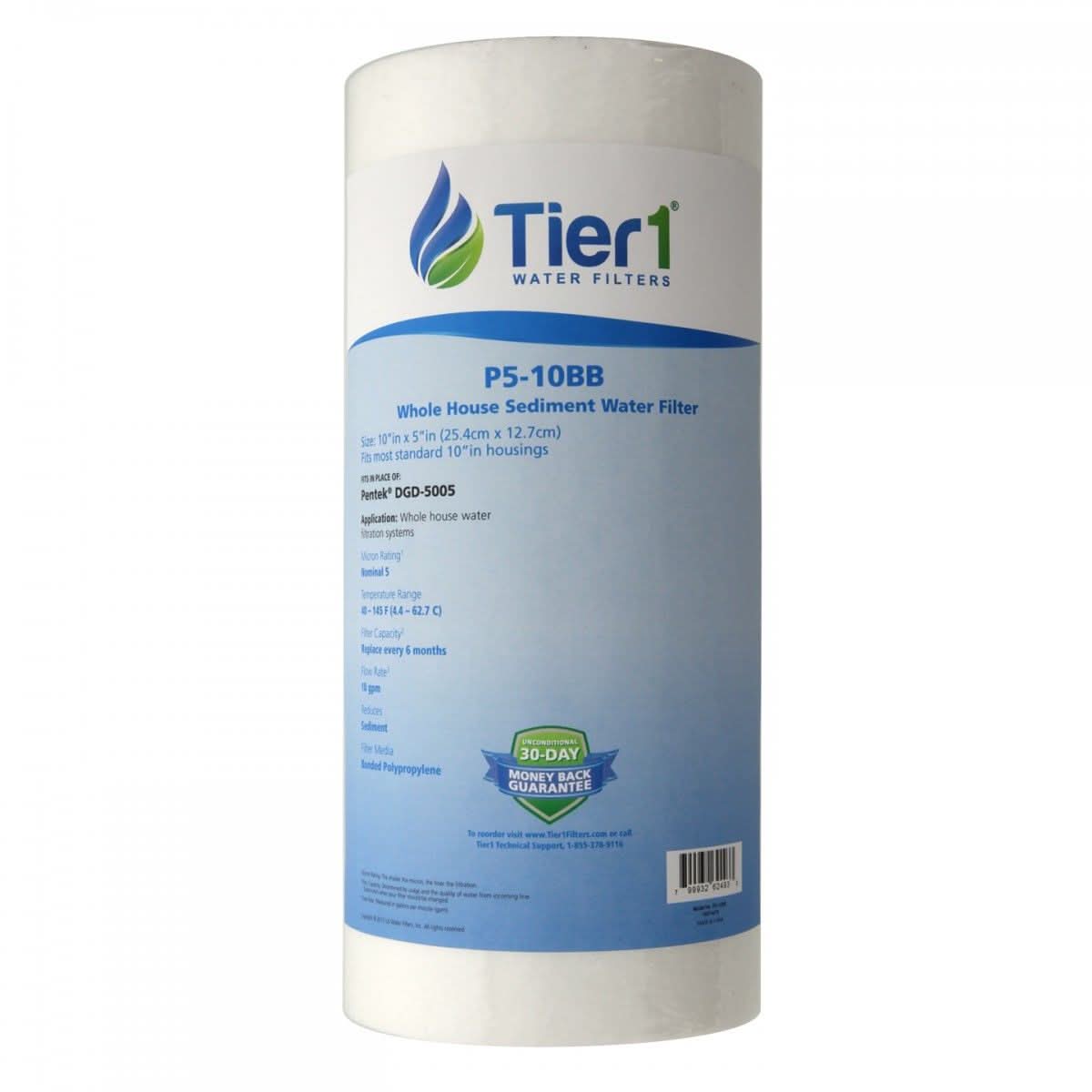 10 X 4.5 Spun Wound Polypropylene Replacement Filter by Tier1 (5 micron) - WaterFilters.NET