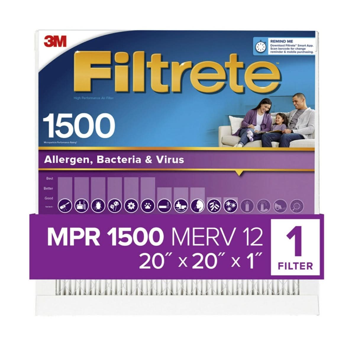 3M Filtrete 1500 Ultra Allergen Reduction Air Filter - 20x20x1 (4-Pack) - WaterFilters.NET