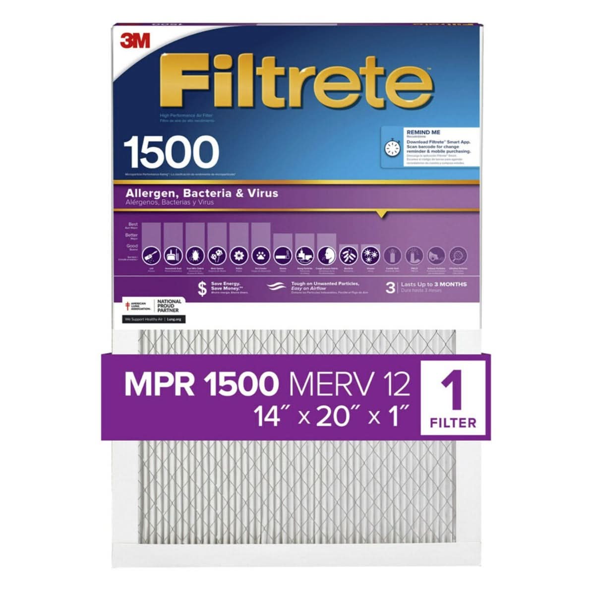 3M Filtrete 1500 Ultra Allergen Reduction Air Filter - 14x20x1 (4-Pack) - WaterFilters.NET