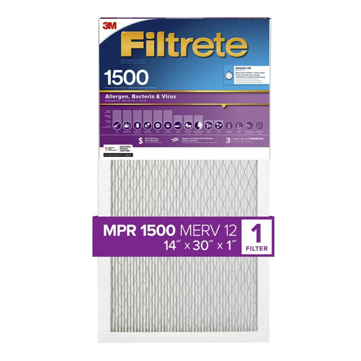 3M Filtrete 1500 Ultra Allergen Reduction Air Filter - 14x30x1 (4-Pack) - WaterFilters.NET