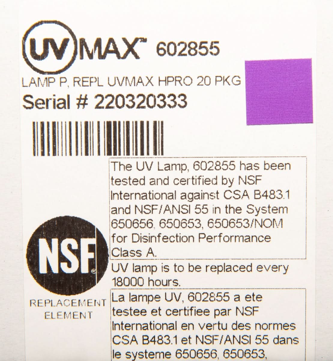 602855 Water Disinfection System UV Lamp by Viqua - WaterFilters.NET