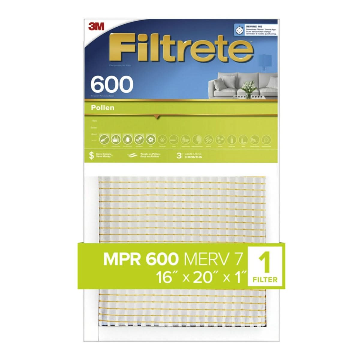 3M Filtrete 600 Dust & Pollen Reduction Air Filter - 16x20x1 (4-Pack) - WaterFilters.NET