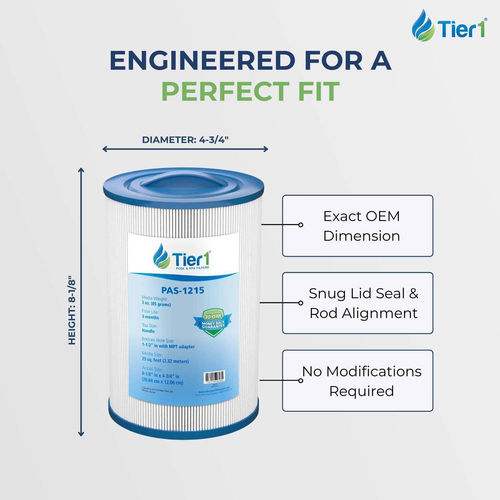 Pleatco PDM25 comparable PAS-1215 pool and spa filter by Tier1