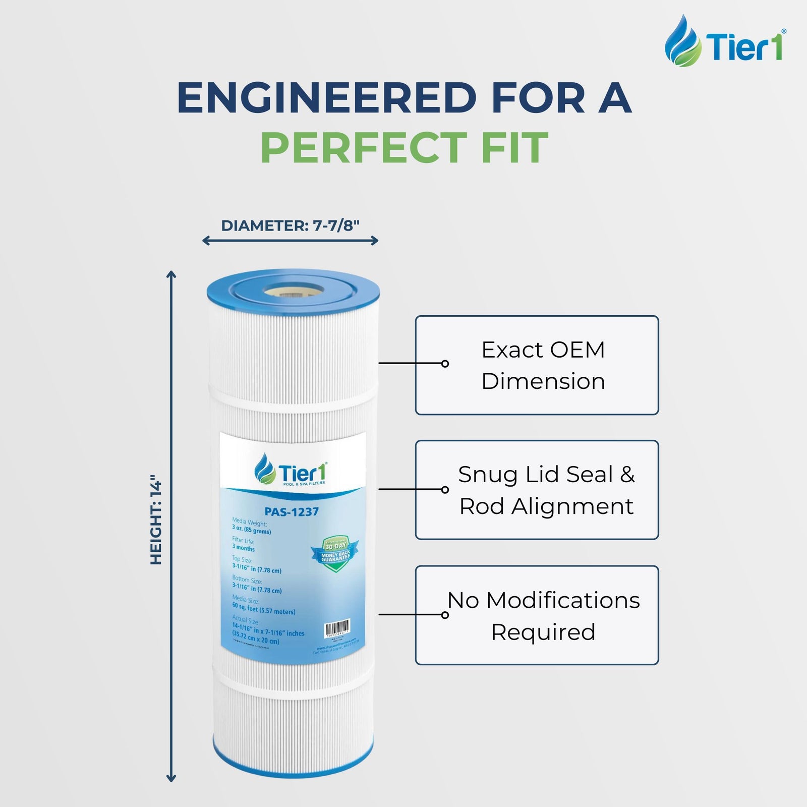Tier1 PAS-1237 Pleated Pool and Spa Filter