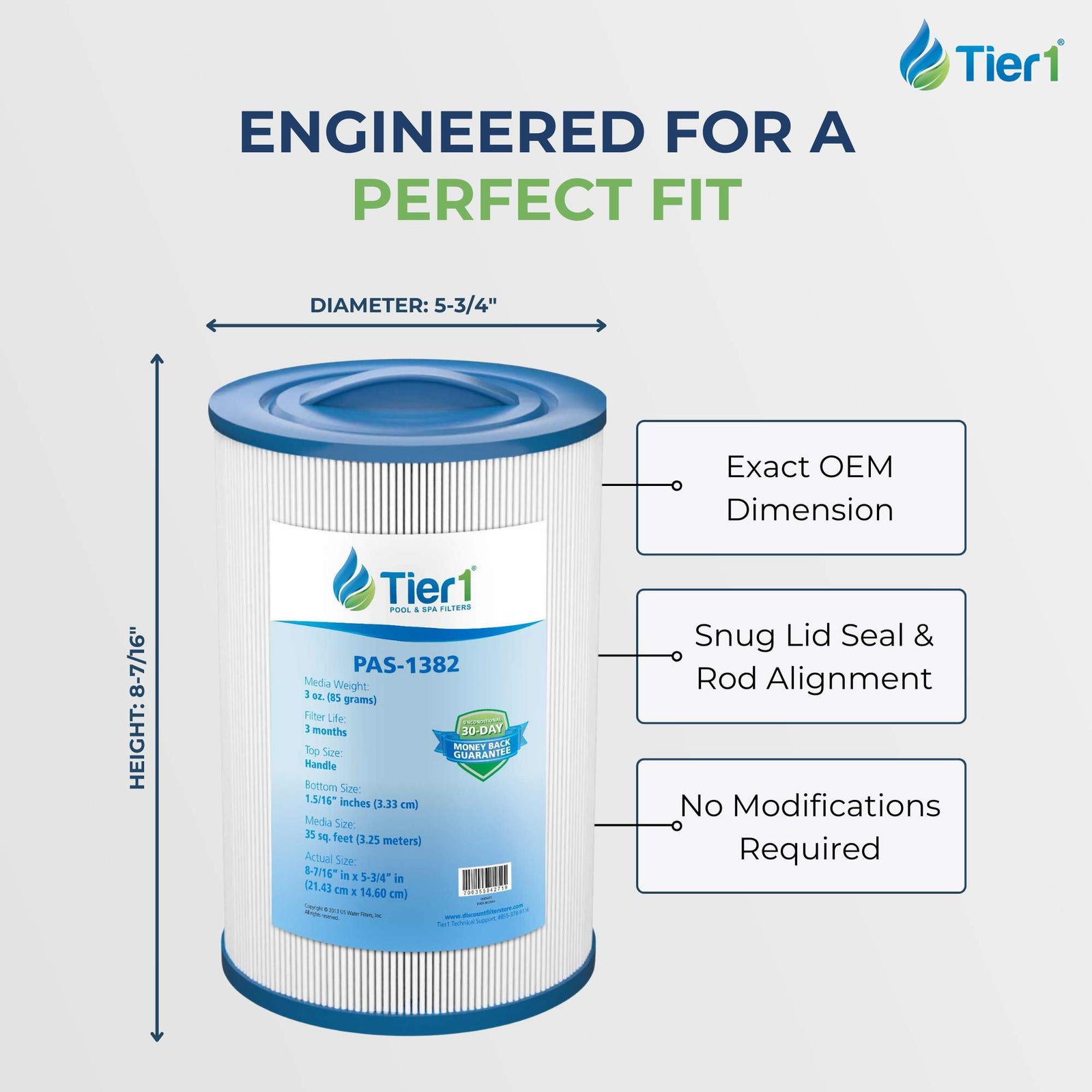 Tier1 PAS-1382 Replacement Pool and Spa Filter
