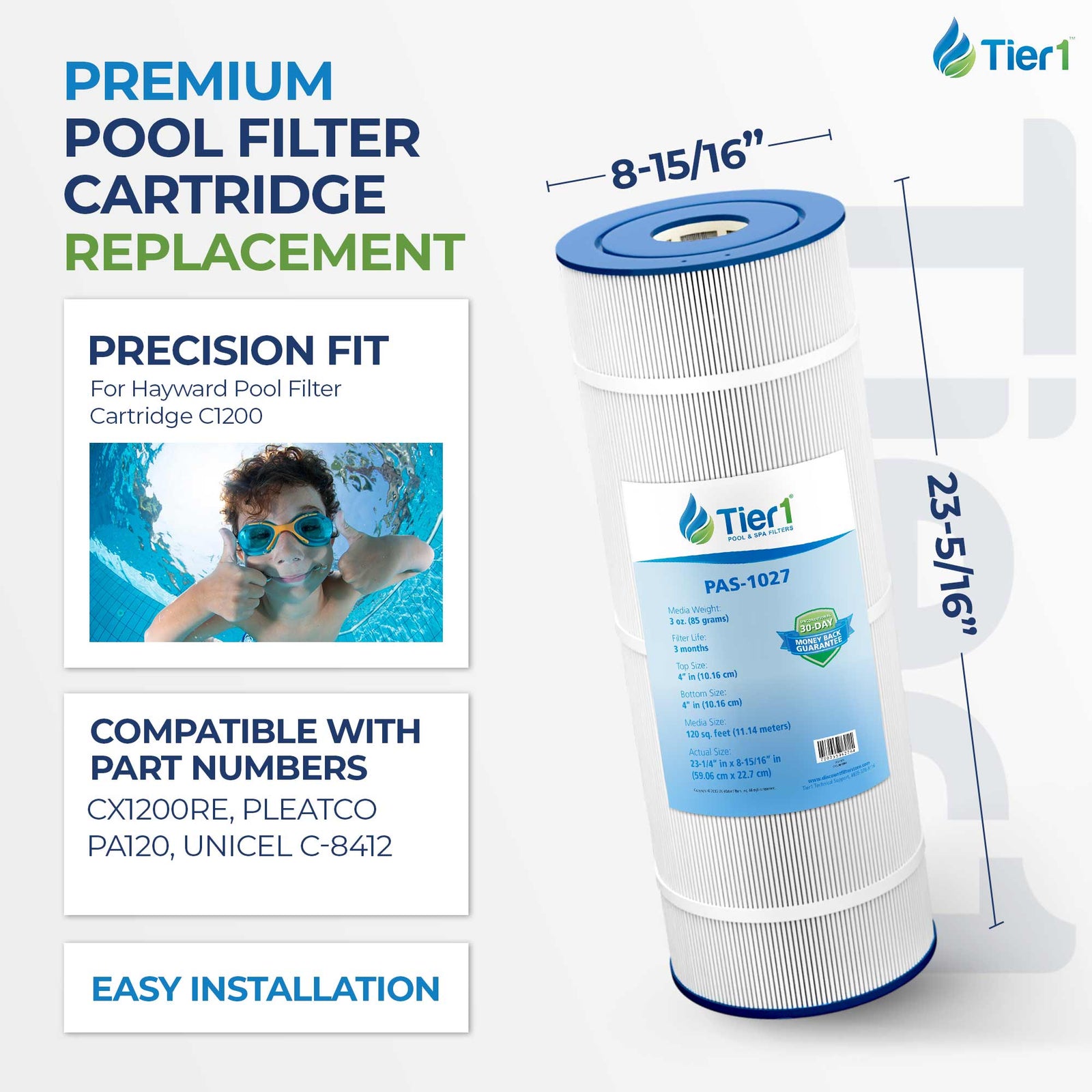 CX-1200-RE Pool and Spa Replacement Filter by Tier1