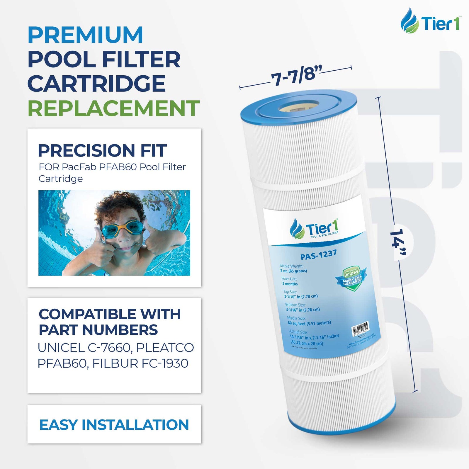 Tier1 PAS-1237 Pleated Pool and Spa Filter