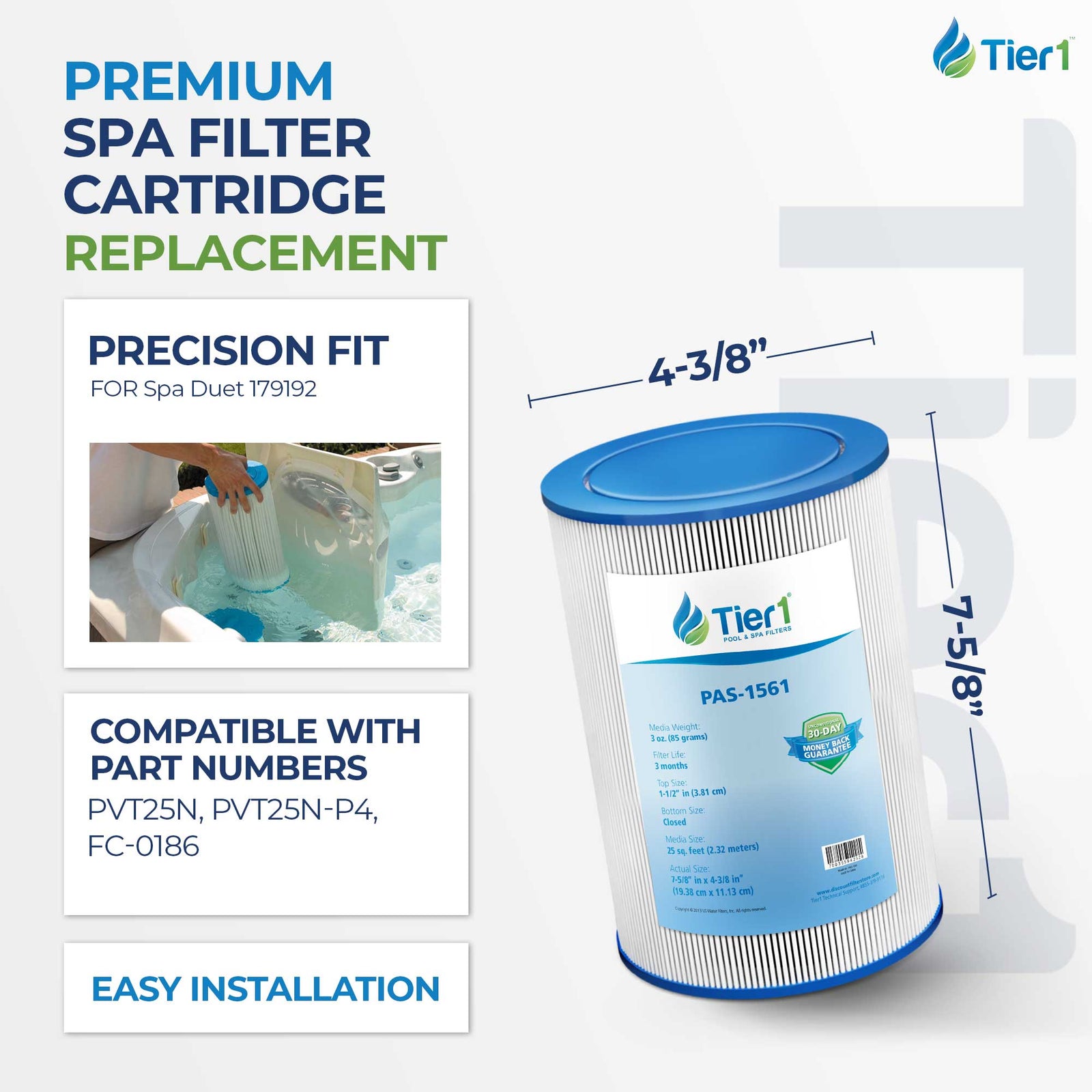 Tier1 PAS-1561 Replacement Pool and Spa Filter