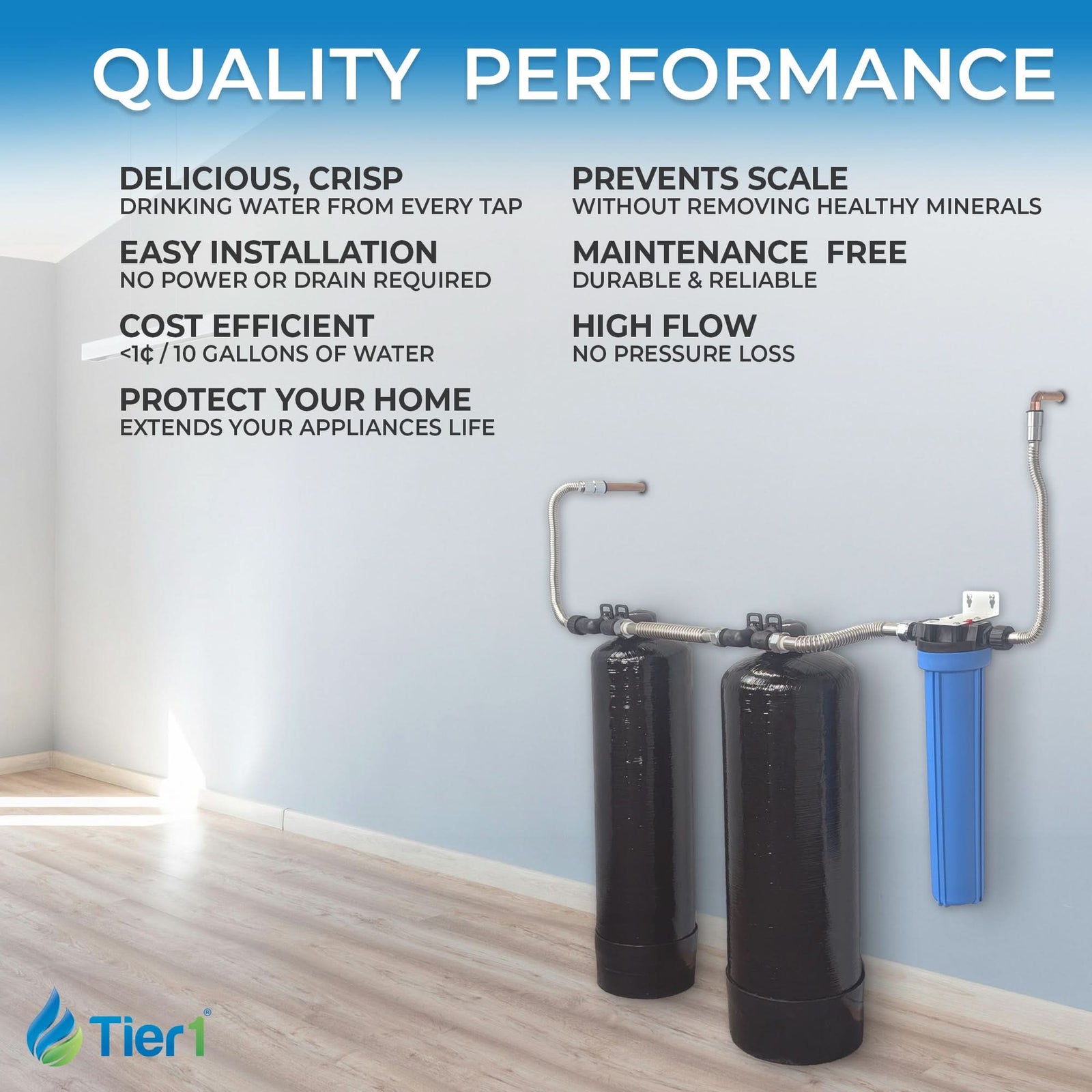 Tier1 Salt-Free Conditioner Bundle with Chlorine Filtration - TAC Scale Prevention System plus 900,000 Gallons of Clean, Fresh Water - WaterFilters.NET