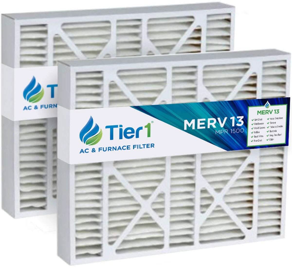Tier1 19x20x4-1/4 Merv 13 Pleated AC Furnace Air Filter 2 Pack (Actual Size: 19 1/8 x19 13/16 x 4 1/2) - WaterFilters.NET
