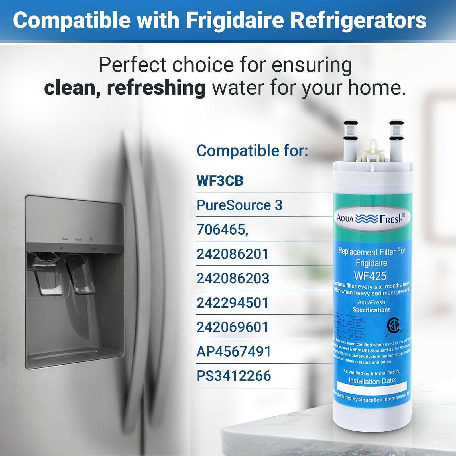 Aqua-Fresh WF425 Refrigerator Water Filter Replacement for WF3CB