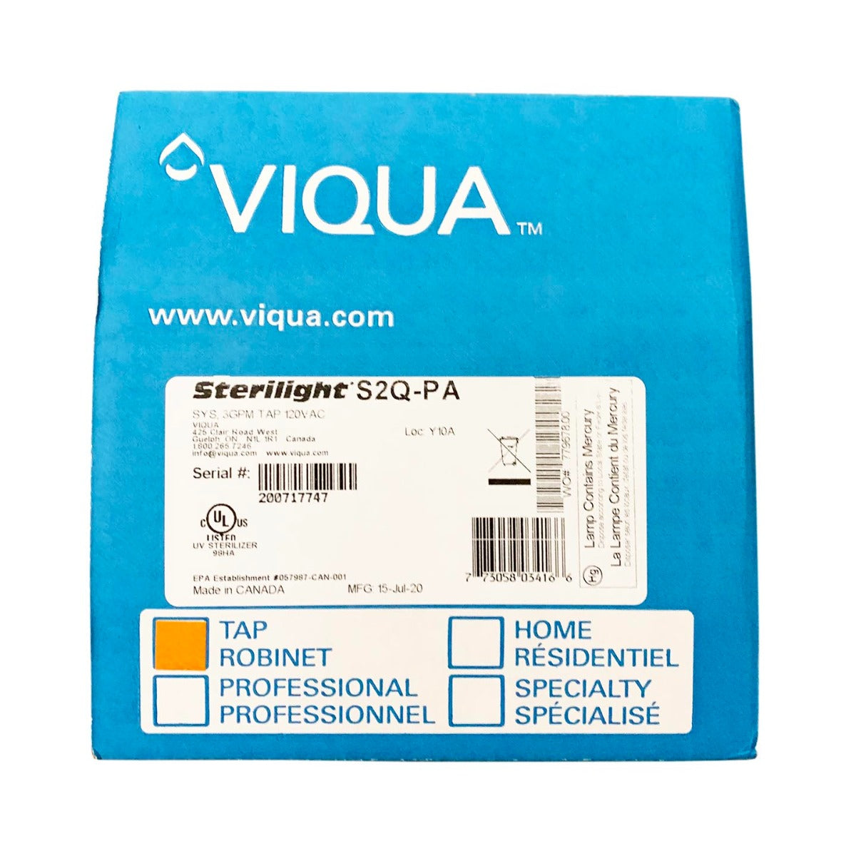 S2Q-PA Tap Plus UltraViolet Water Disinfection System by Viqua