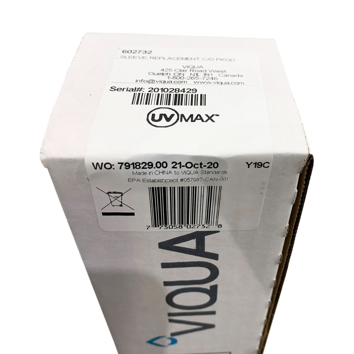 602732 Quartz Sleeve for UV Lamp 602805 by Viqua - WaterFilters.NET