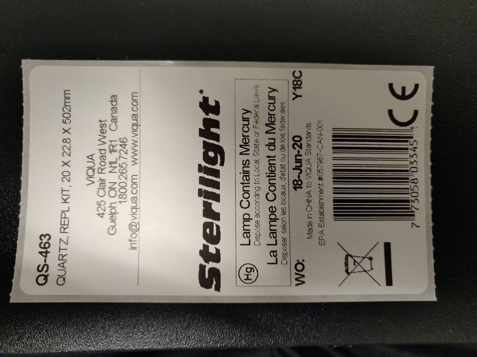 QS-463 Quartz Sleeve for UV Lamp S463RL by Viqua - WaterFilters.NET