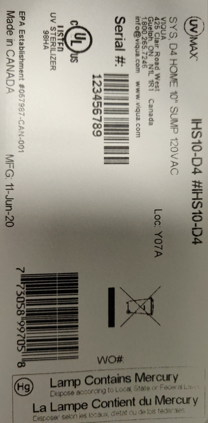 Viqua IHS10-D4 UVMAX Home Plus UV Disinfection System - WaterFilters.NET