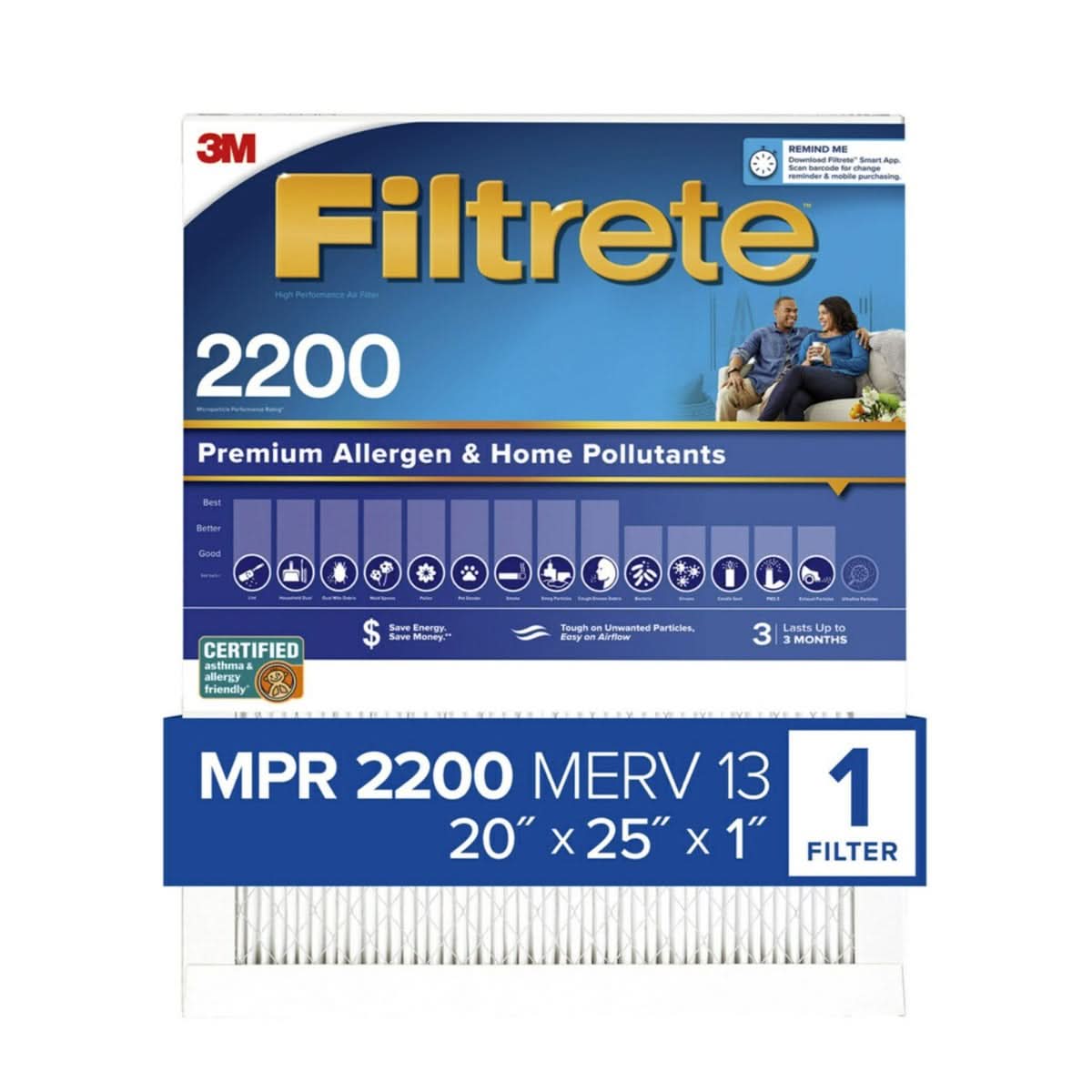 3M Filtrete 2200 Elite Allergen & Home Pollutants Air Filter - 20x25x1 (4-Pack) - WaterFilters.NET
