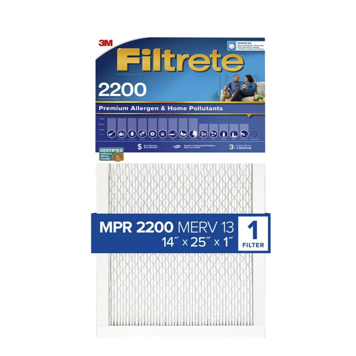 3M Filtrete 2200 Elite Allergen & Home Pollutants Air Filter - 14x25x1 (4-Pack) - WaterFilters.NET