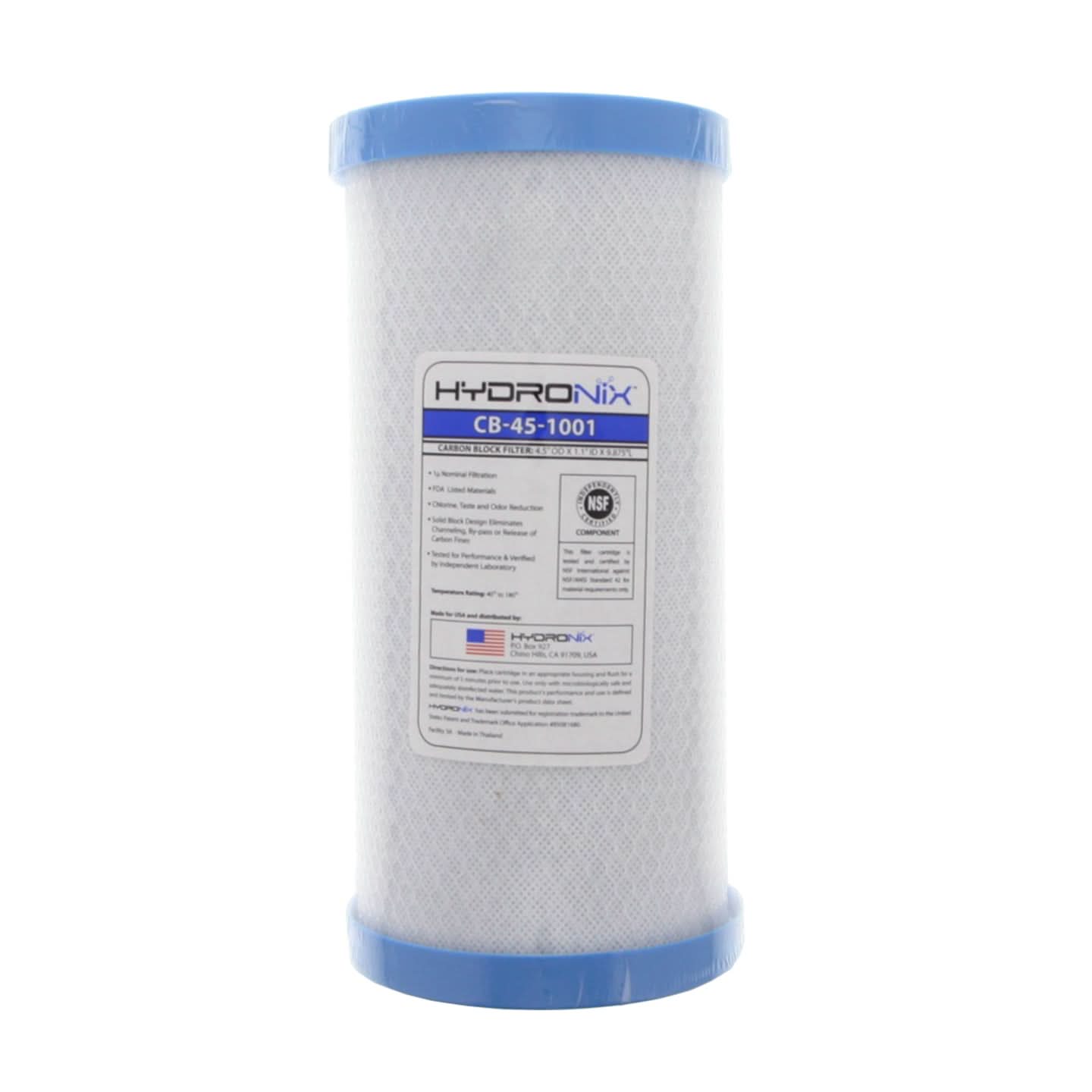 Hydronix CB-45-1001 Replacement Carbon Water Filter 10-inch x 4.5-inch (1 Micron) - WaterFilters.NET