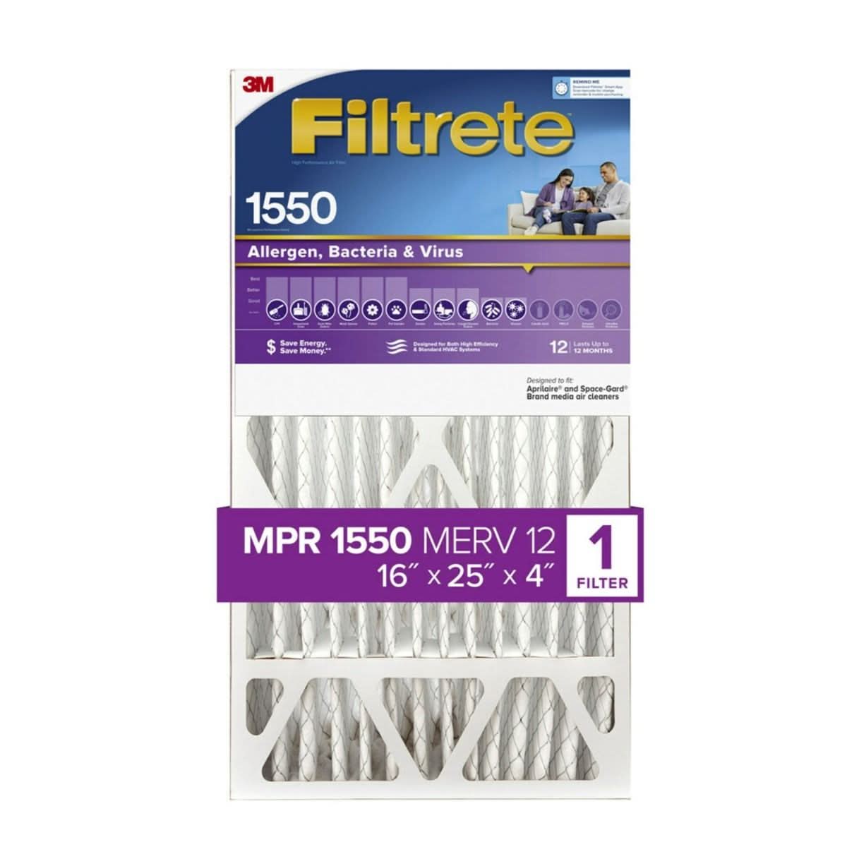 3M Filtrete 1550 Allergen Reduction Air Filters - 16x25x4 (4-Pack) - WaterFilters.NET