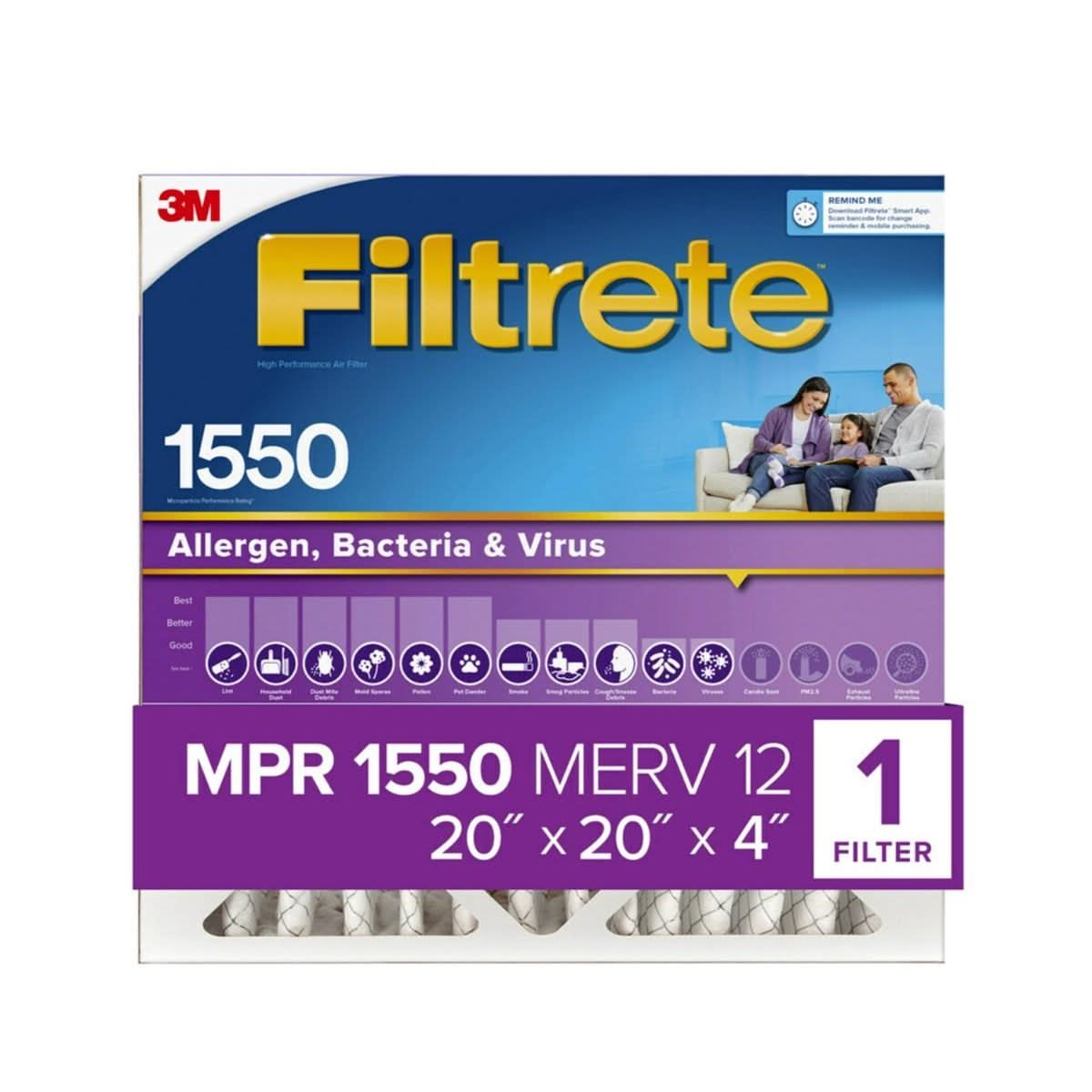 3M Filtrete 1550 Allergen Reduction Air Filters - 20x20x4 (4-Pack) - WaterFilters.NET