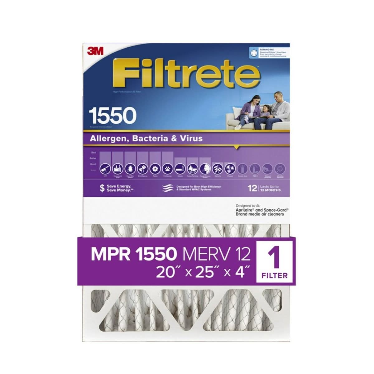 3M Filtrete 1550 Allergen Reduction Air Filters - 20x25x4 (4-Pack) - WaterFilters.NET