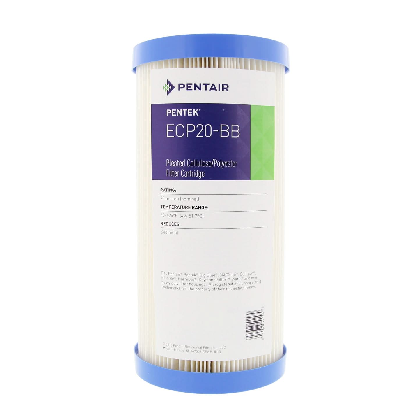 Pentek ECP20-BB Pleated Sediment Water Filter (9-3/4-inch x 4-1/2-inch) - WaterFilters.NET