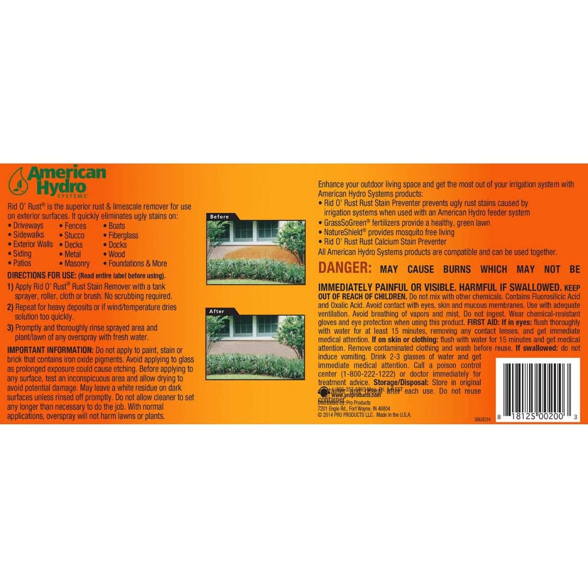 Rid O Rust Liquid Rust Stain Remover by Pro Products - WaterFilters.NET