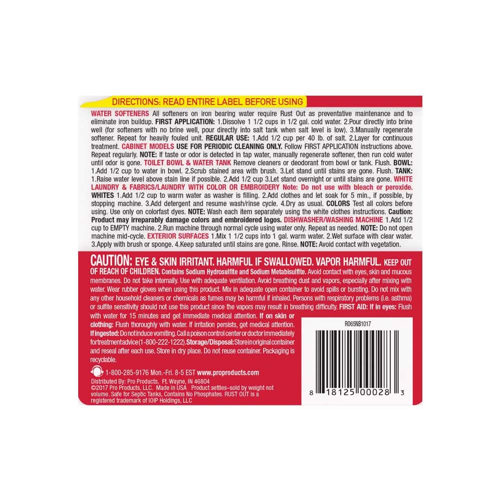 Pro Rust Out Water Softener Rust Remover by Pro Products - WaterFilters.NET