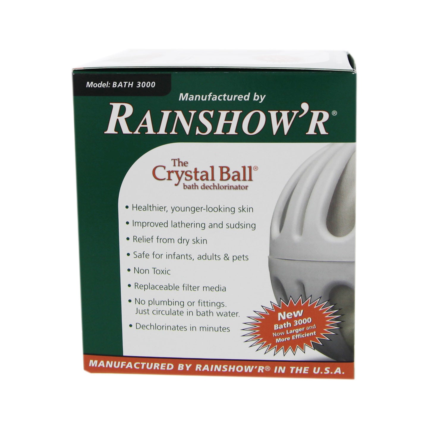 Rainshower Bath-3000 KDF Quartz Crystal Bath Water Filter Ball