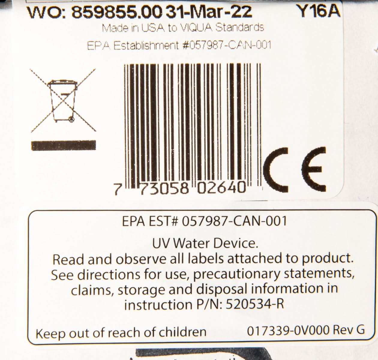 S330RL Water Disinfection System UV Lamp by Viqua - WaterFilters.NET