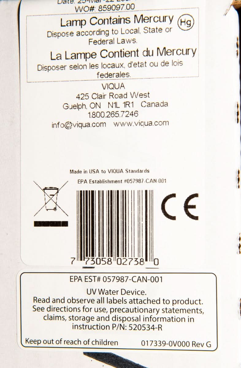 S463RL Water Disinfection System UV Lamp by Viqua - WaterFilters.NET