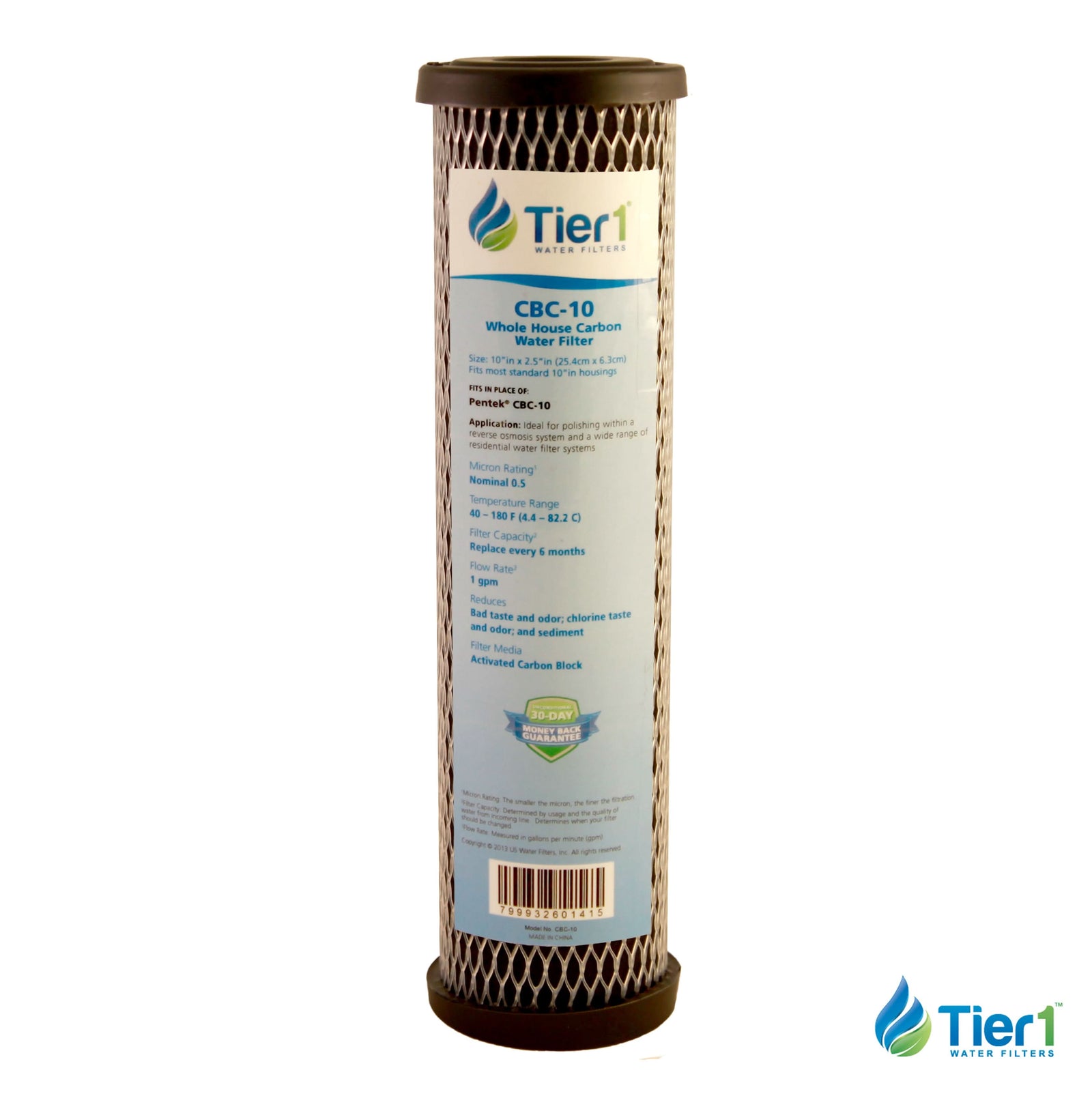 10 X 2.5 Carbon Block Replacement Filter by Tier1 (5 micron) - WaterFilters.NET