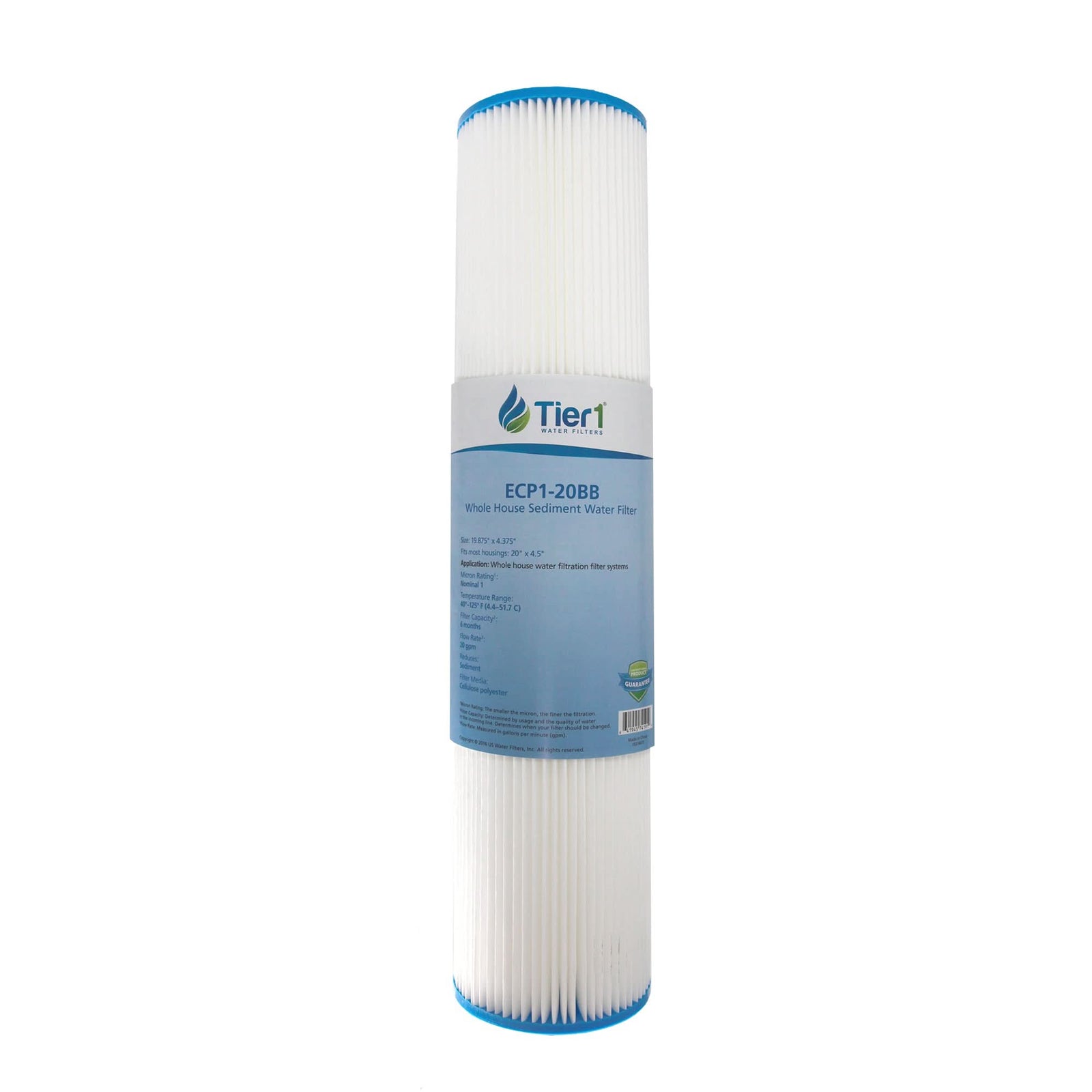 Pentek ECP1-20BB Comparable Pleated Sediment Water Filter by Tier1 (20-inch x 4-1/2-inch) - WaterFilters.NET