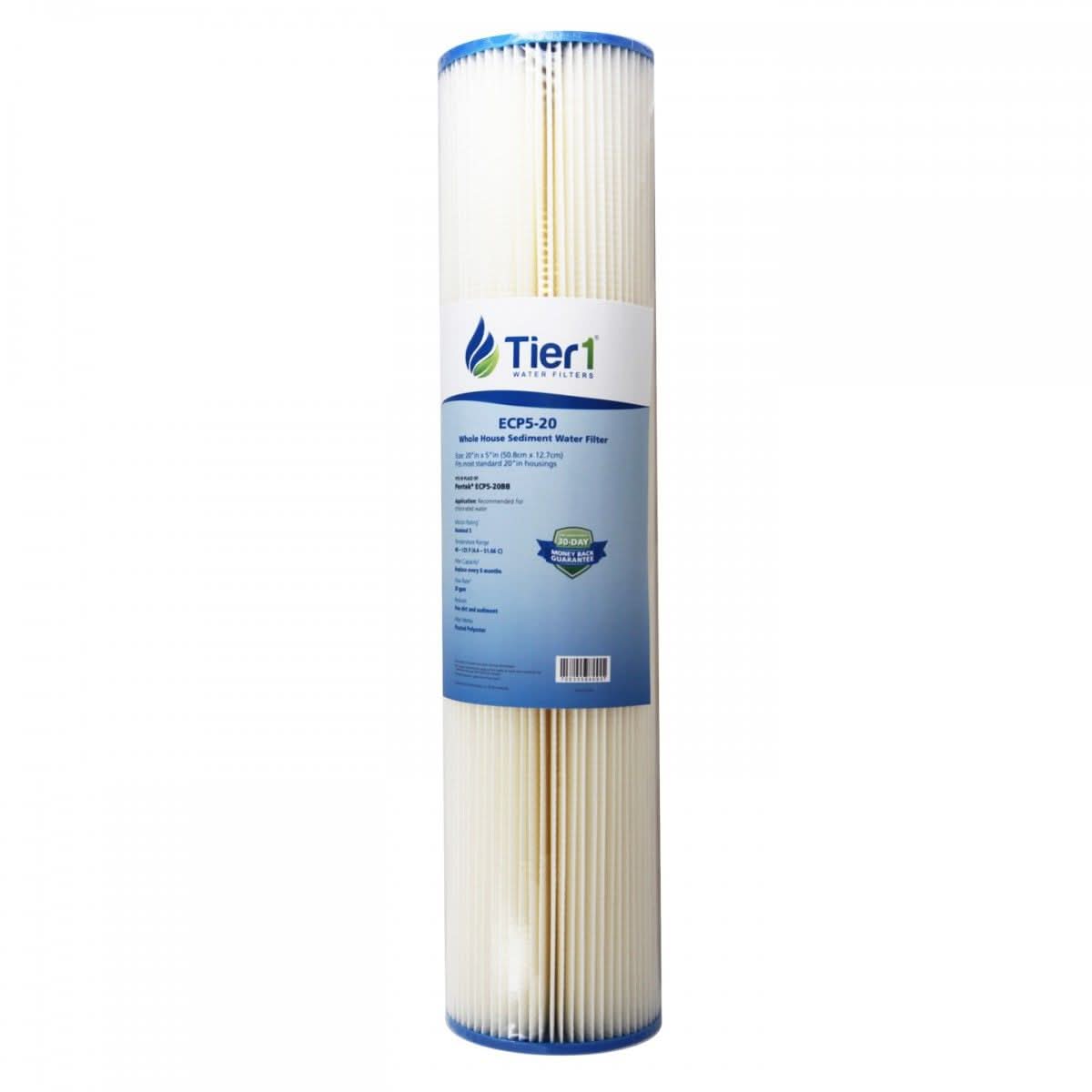 Tier1 20 inch x 4.5 inch Whole House Pleated Polyester Water Filter (5 Micron) - WaterFilters.NET