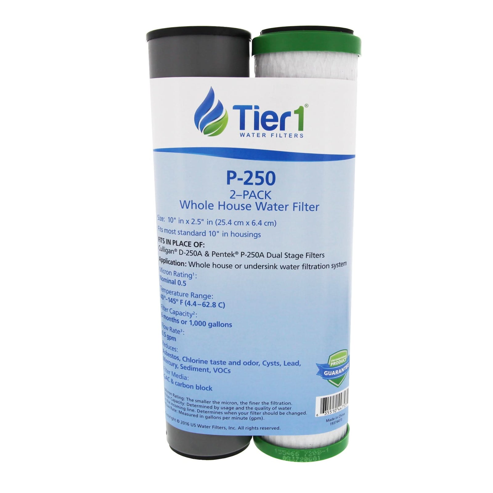 10 X 2.5 Carbon Block and Sediment Replacement Filter Set by Tier1 (0.5 micron) - WaterFilters.NET