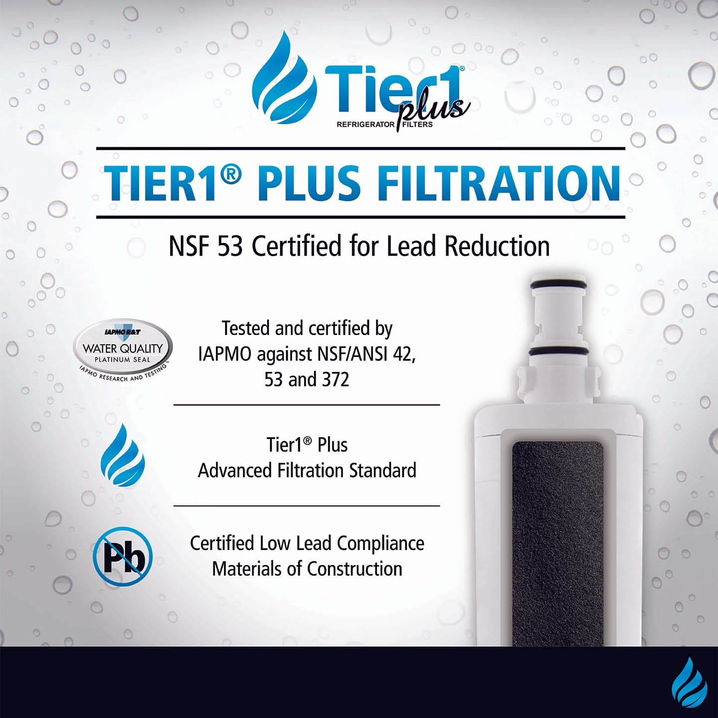 Tier1 Plus EveryDrop EDR5RXD1 Whirlpool 4396508/4396510 Comparable Lead And Mercury Reducing Refrigerator Water Filter - WaterFilters.NET