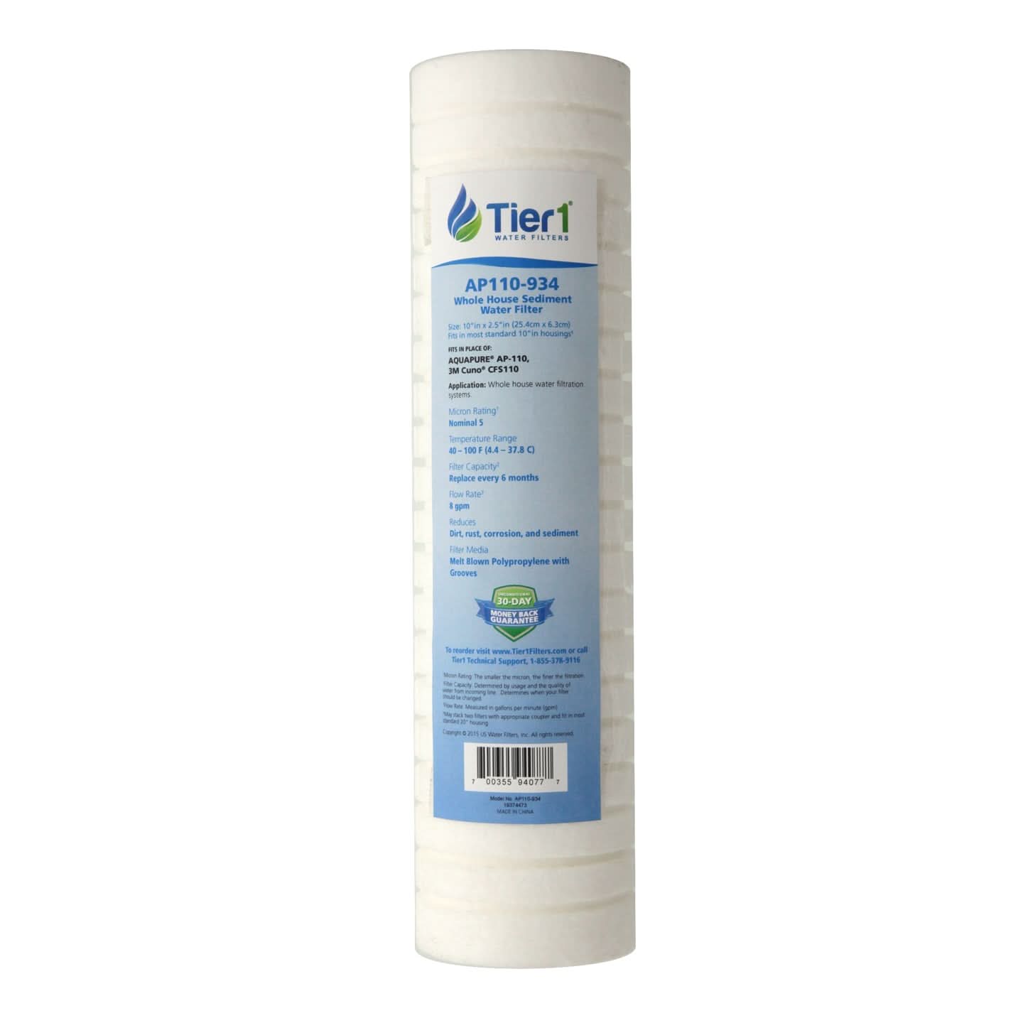 10 X 2.5 Spun Wound Polypropylene Replacement Filter by Tier1 (5 micron) - WaterFilters.NET