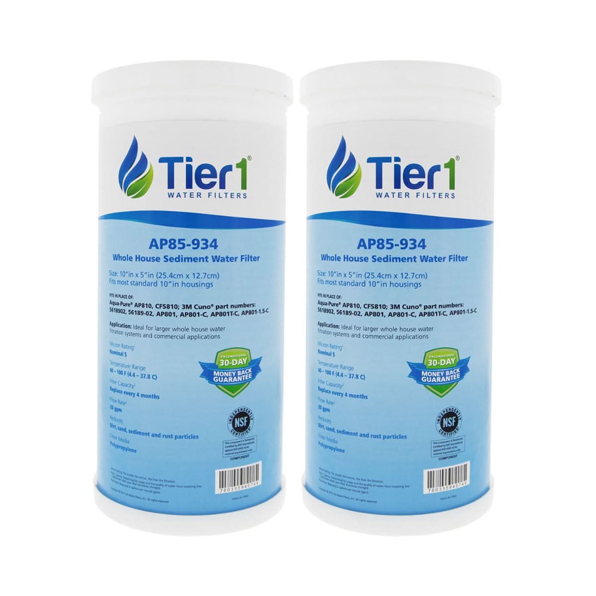 10 X 4.5 Spun Wound Polypropylene Replacement Filter by Tier1 (5 micron) - WaterFilters.NET