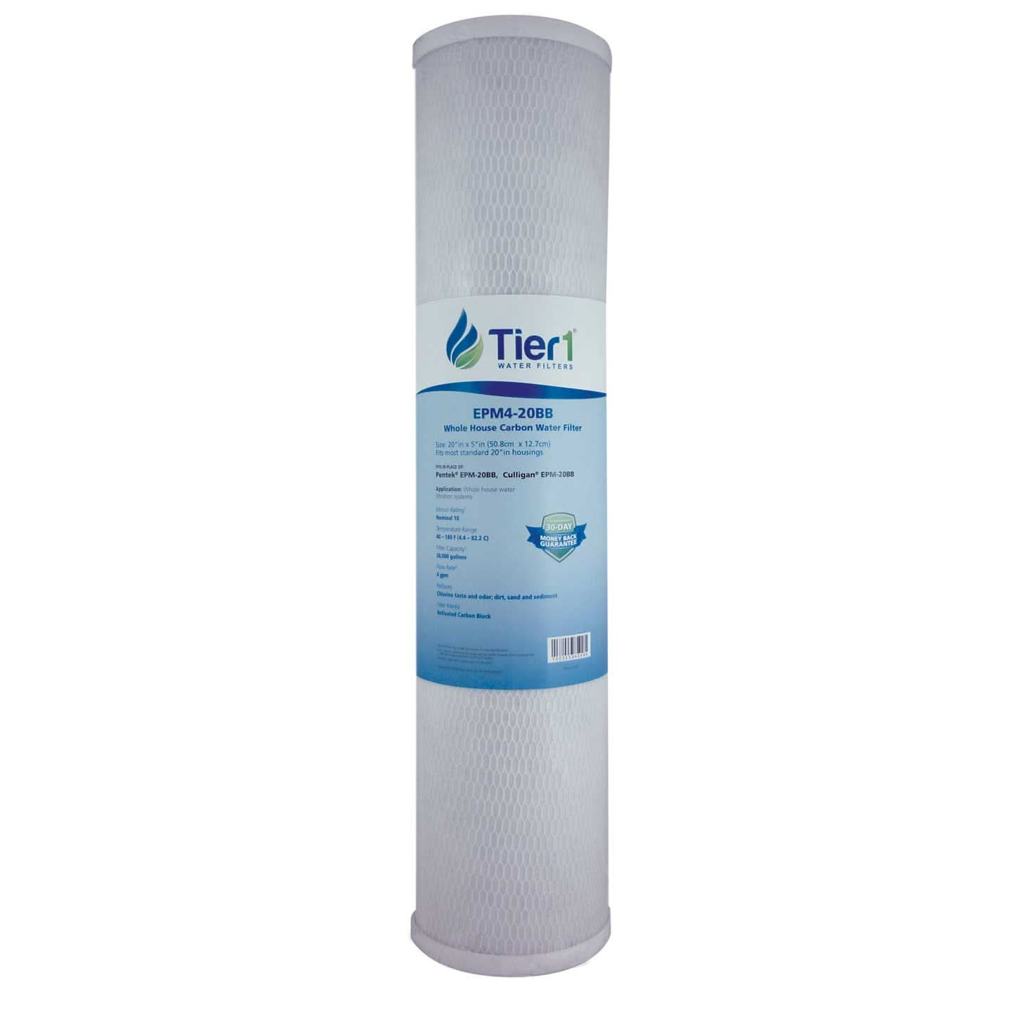20 X 4.5 Carbon Block Replacement Filter by Tier1 (10 micron) - WaterFilters.NET