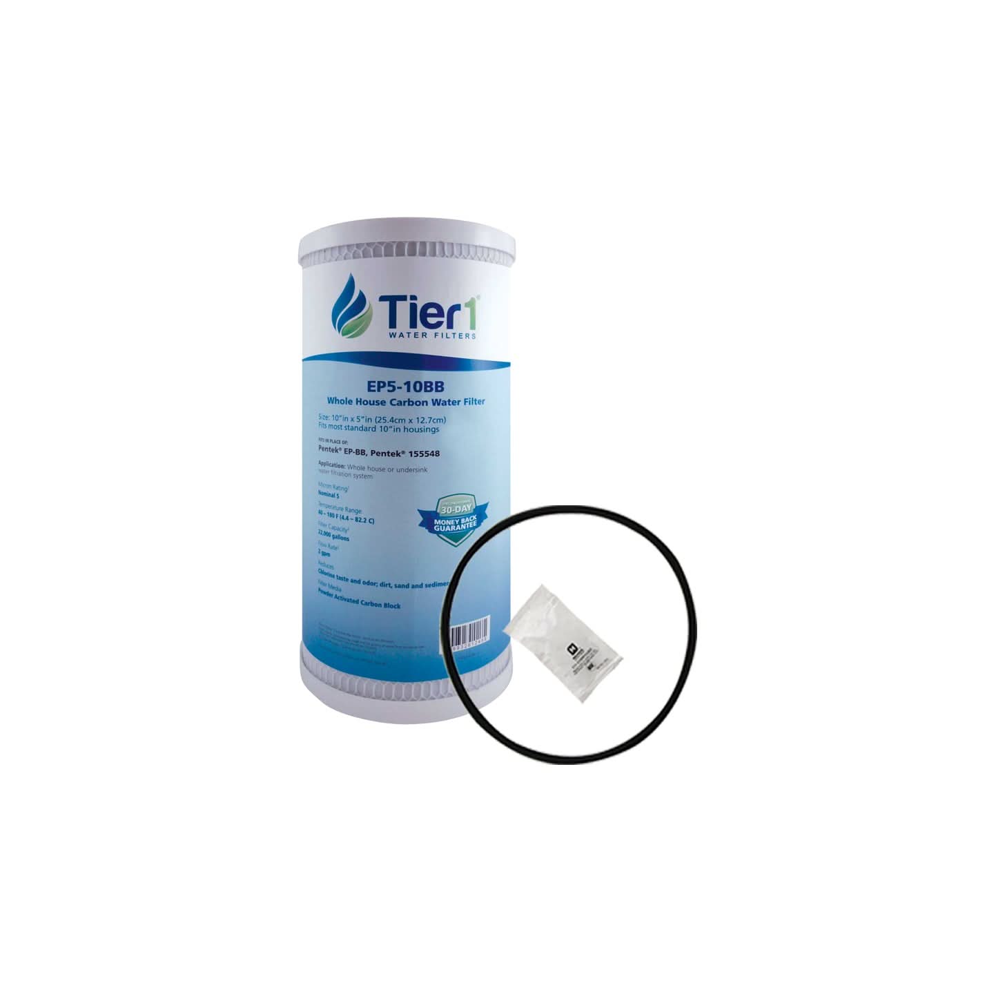 EP-BB 155548-43 Pentek Carbon Filter Cartridge Comparable Replacement Kit with O-ring and Lubricant by Tier1