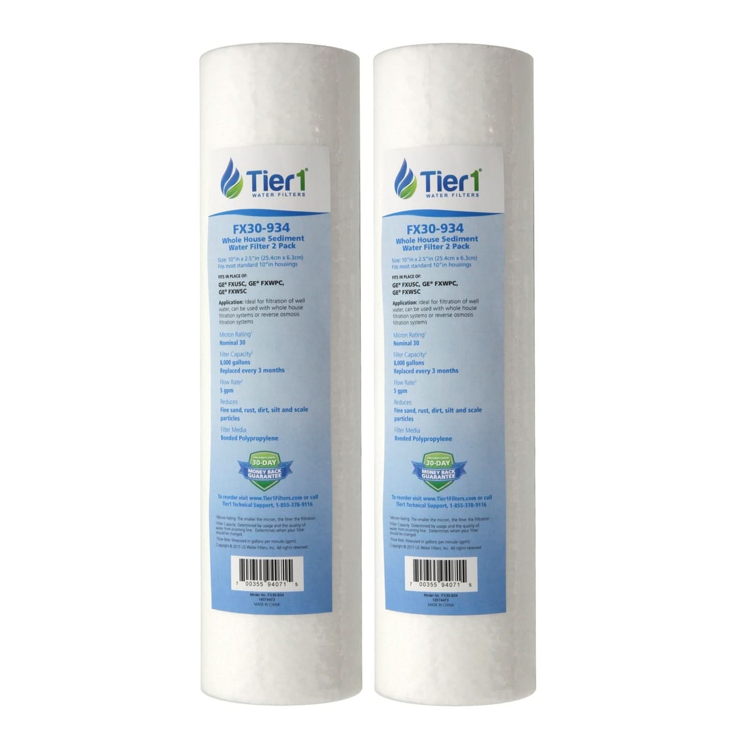 10 X 2.5 Spun Wound Polypropylene Replacement Filter Set by Tier1 (30 micron) - WaterFilters.NET