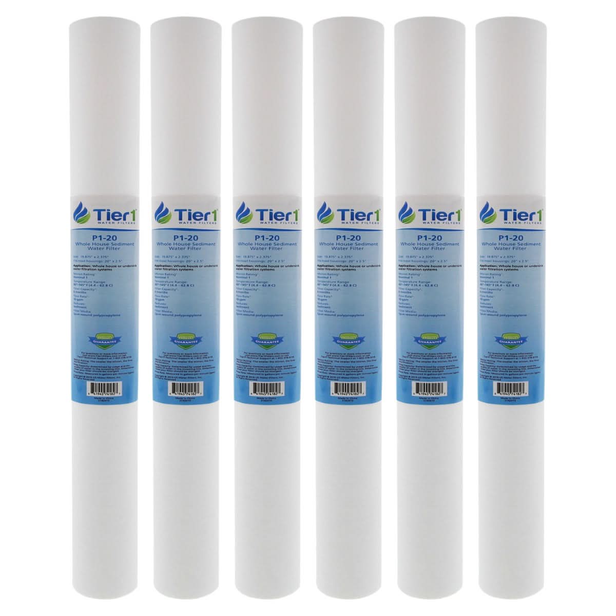 20 X 2.5 Spun Wound Polypropylene Replacement Filter by Tier1 (1 micron) - WaterFilters.NET