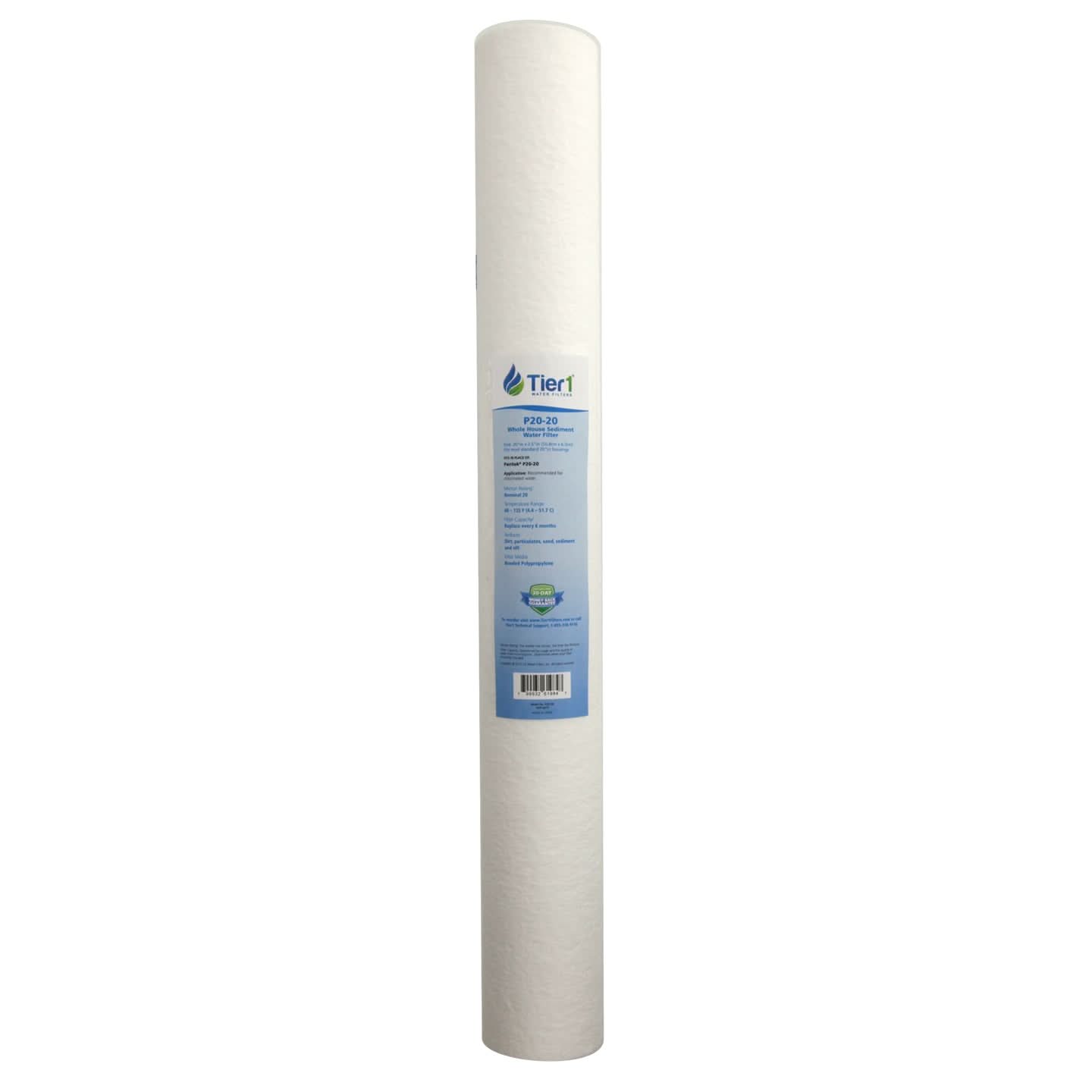 20 X 2.5 Spun Wound Polypropylene Replacement Filter by Tier1 (20 micron) - WaterFilters.NET