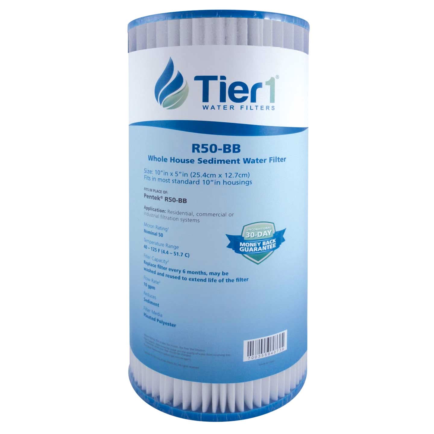 10 X 4.5 Polypropylene Replacement Filter by Tier1 (50 micron) - WaterFilters.NET