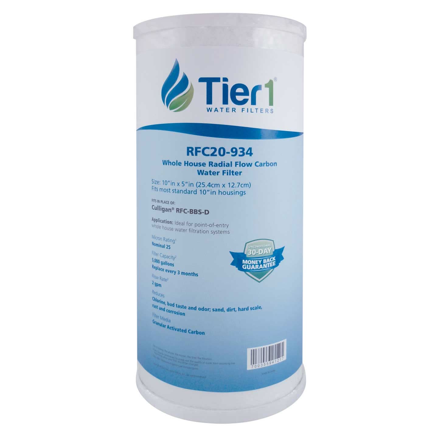 10 X 4.5 Granular Activated Carbon Replacement Filter by Tier1 (25 micron) - WaterFilters.NET