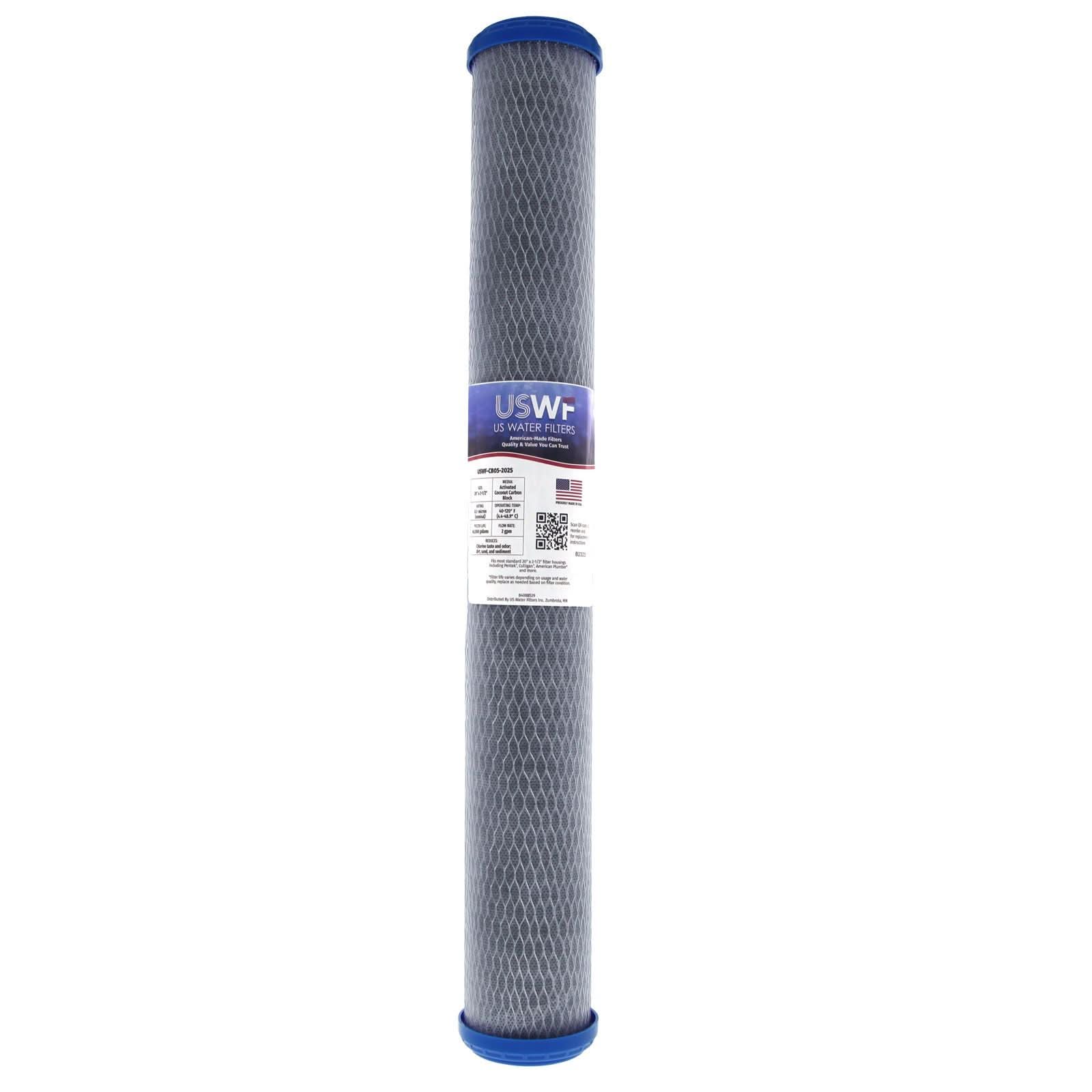 Coconut Carbon Block Filter by USWF 0.5 Micron 20"x2.5" - WaterFilters.NET