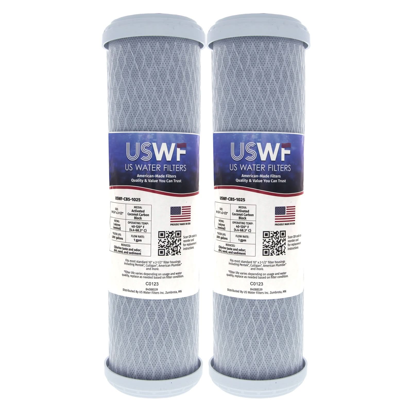 Coconut Carbon Block Filter by USWF 5 Micron 10"x2.5" - WaterFilters.NET