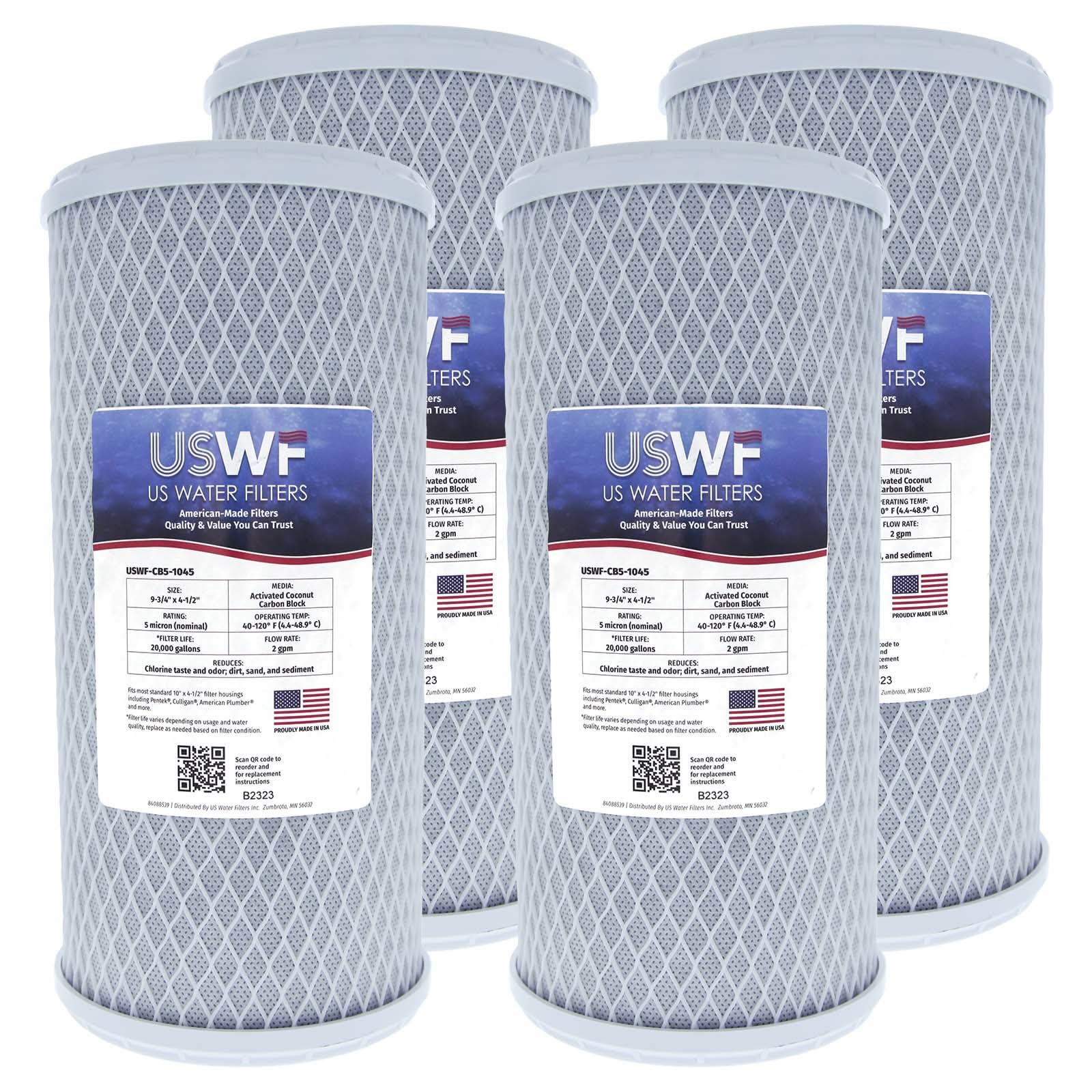 Coconut Carbon Block Filter by USWF 5 Micron 10"x4.5" - WaterFilters.NET