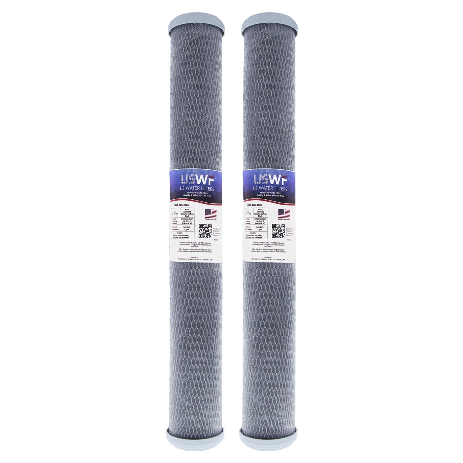 Coconut Carbon Block Filter by USWF 5 Micron 20"x2.5" - WaterFilters.NET