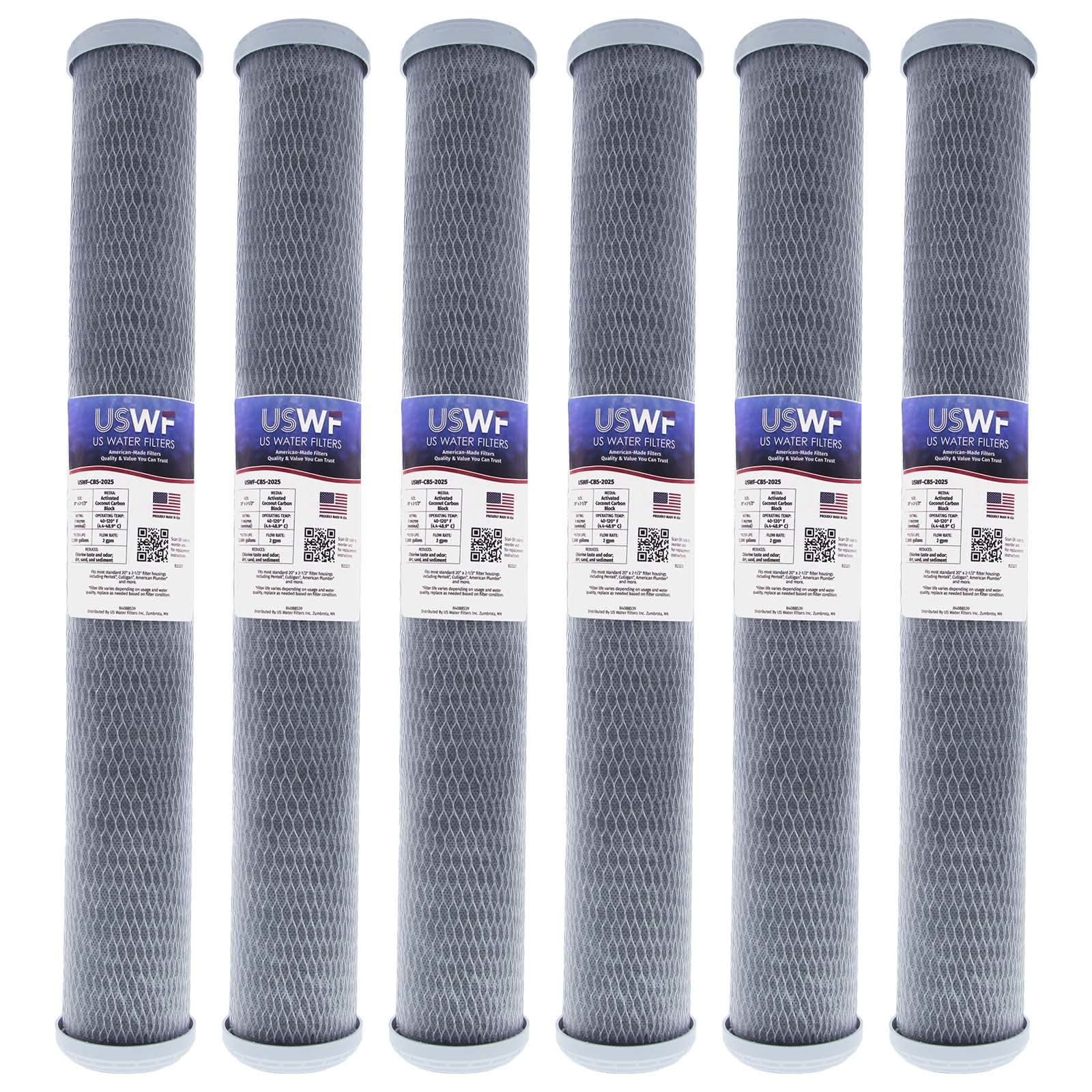 Coconut Carbon Block Filter by USWF 5 Micron 20"x2.5" - WaterFilters.NET
